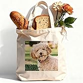 WHIMCHOIT Personalized Name Cotton Tote Bag Custom Canvas Shopper for Women Reusable Grocery Shopping Bag Daily Essentials