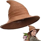 Boyiee Knitted Witch Hat Foldable Wide Brim Cap Pointed Felt Hat for Women Halloween Cosplay Costume Masquerade Accessory