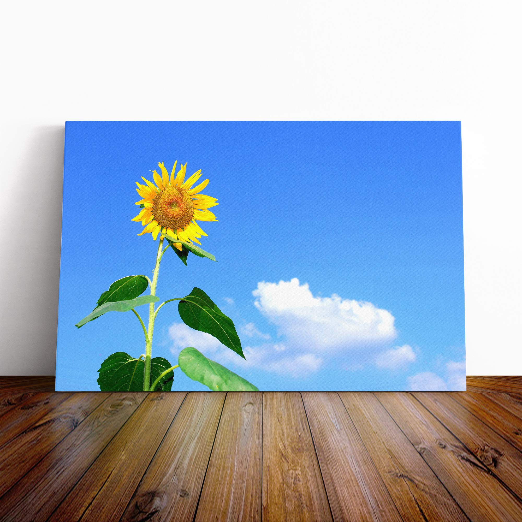Yellow Sunflower Flower (2) Canvas Print | Gallery Wrapped 30mm Frame Wall Art | 20x14 inches | Ready to Hang | Modern Floral Picture | Living Room Bedroom Lounge Office