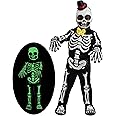 Spooktacular Creations Glows in the Dark Skeleton Costume, Black Skelebones Jumpsuit, Bone Halloween Costume