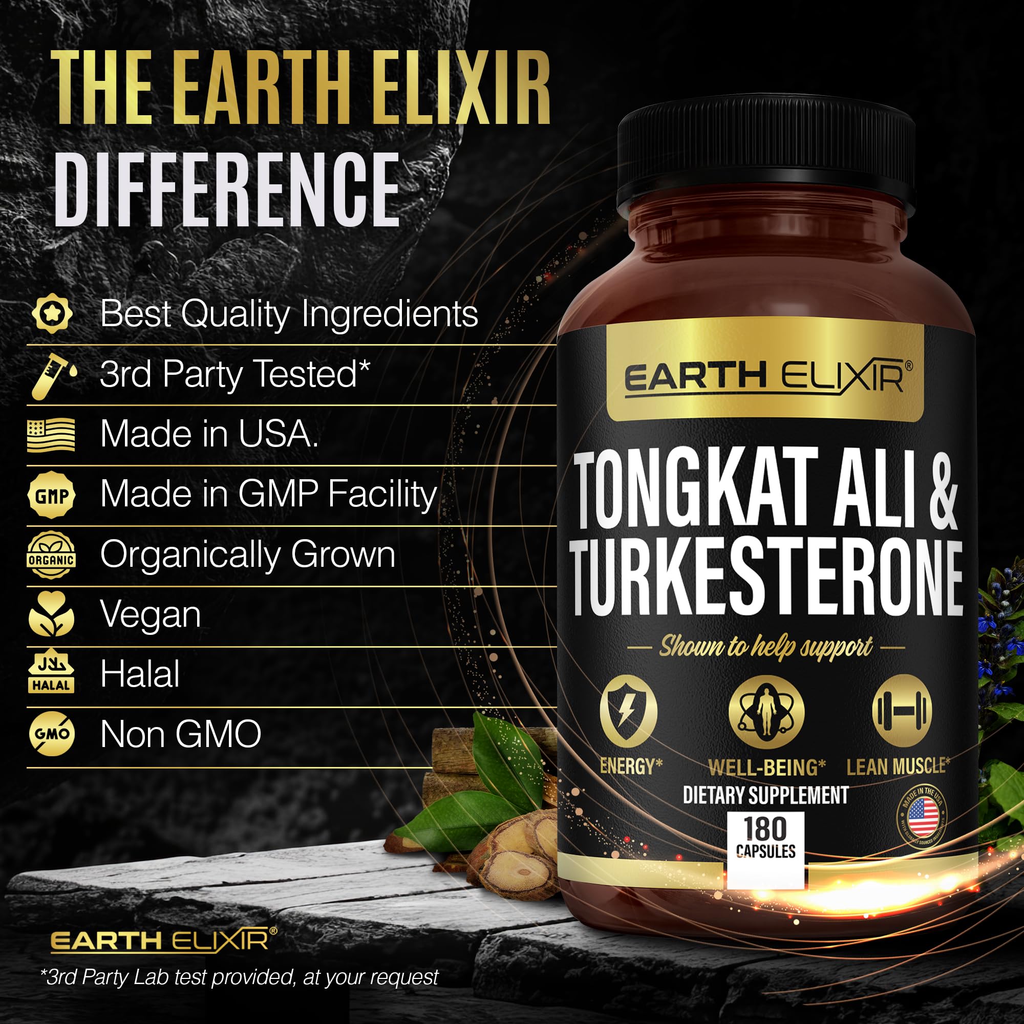 Turkesterone Tongkat Ali for Men and Women – 2-in-1 Natural Testosterone Support for Energy & Fitness - High Potency Turkesterone Supplement for Men with Tongkat Ali –– Pure Non-GMO Formula