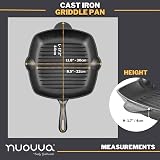 nuovva Pre Seasoned Cast Iron Griddle Pan Square 28cm Enamelled Grill view 2