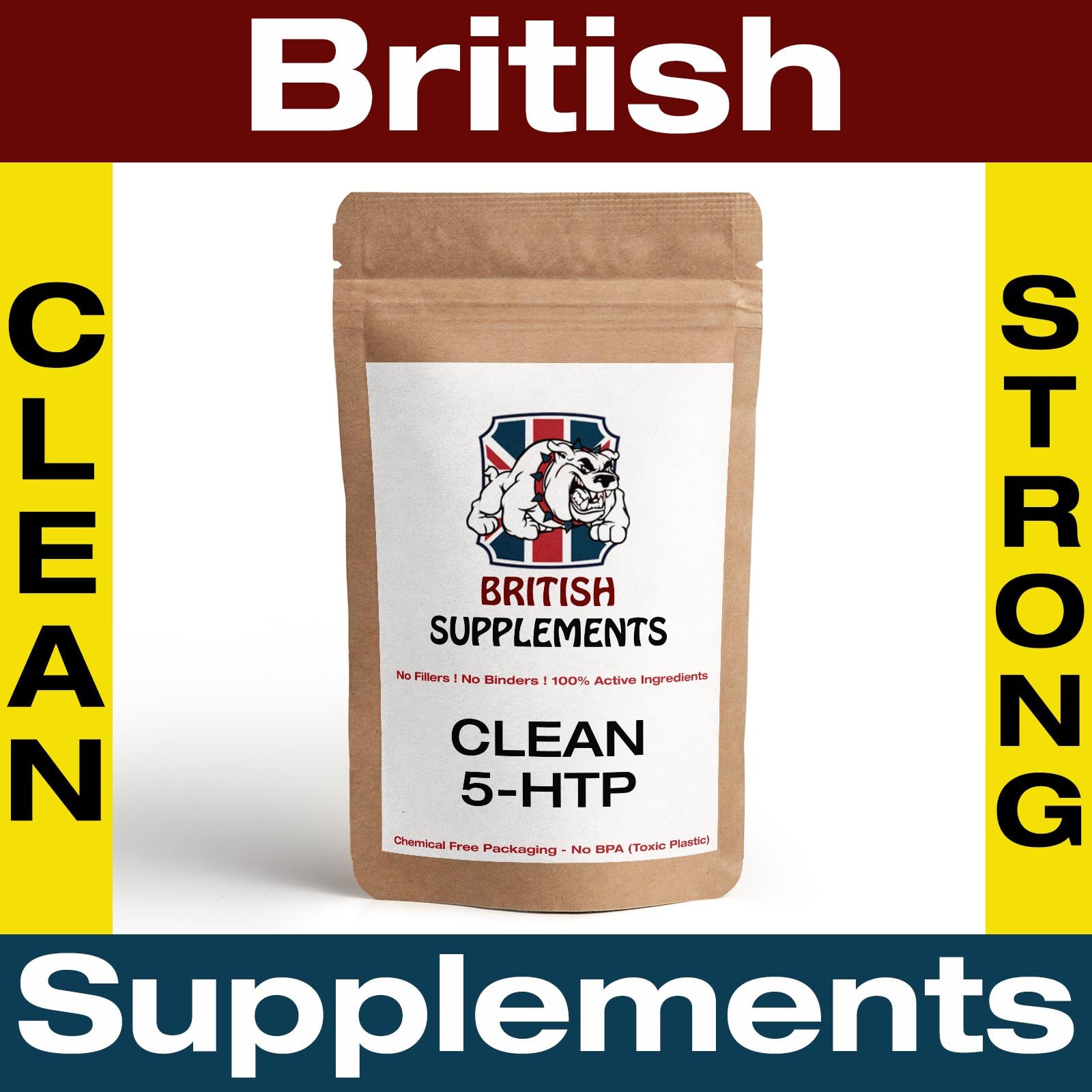 Clean 5-Htp 195mg Double High Strength Veg Capsules British Supplements Strong No Nasty Extras htp 5 400 200 5htp 1 Month Supply (60)
