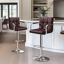 Yaheetech Bar Stools Set of 2, Adjustable PU