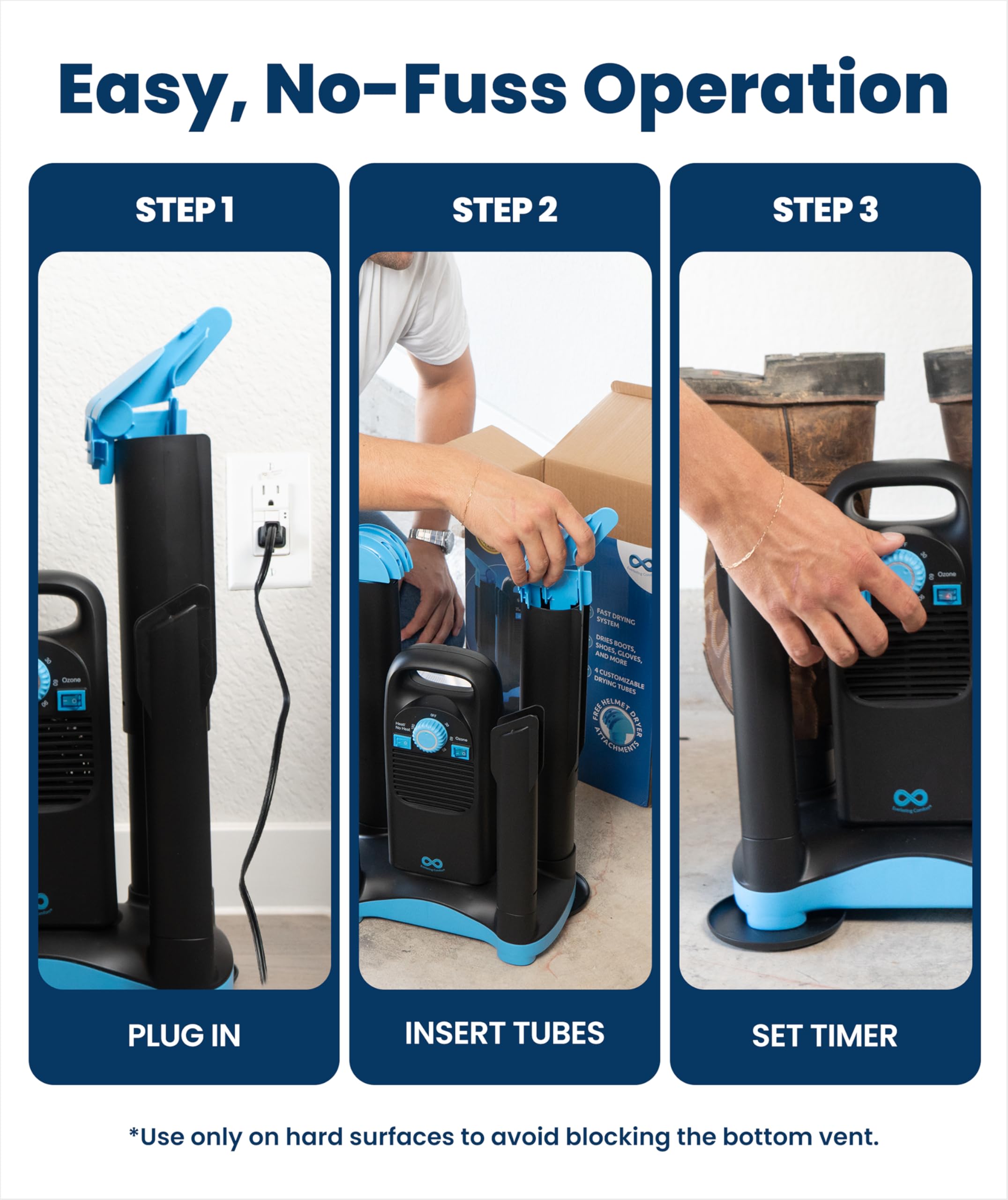 Everlasting Comfort Upgraded Boot Dryer for Work Boots with Ozone Deodorizer - Fast Drying Compact Easy-to-Use Shoe Warmer Adjustable Tube Design - Fast Drying Shoes Dryers for Sneakers & Gloves, Ski Gears (2 Pair)