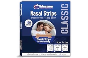 MASSNER Nasal Strips for Snoring, Large 100 Pack - Extra Strength Anti Snoring Solution for Men, Women - Clears Air Way to Breathe Better - Sleep Right, Snore Less - Stuffy Nose Relief for Congestion