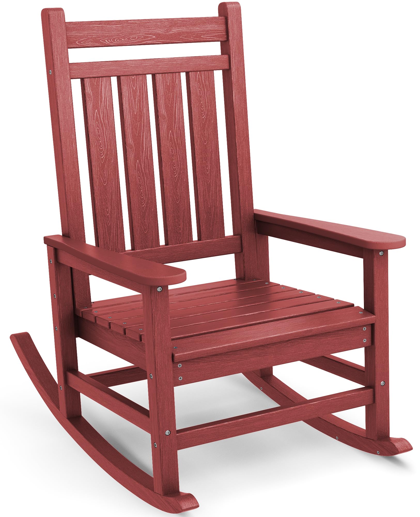 SEWALL HDPE Rocking Chair, Oversized Outdoor Rocking Chair for Adults, Patio Rocker for Porch, Crimson Red Image