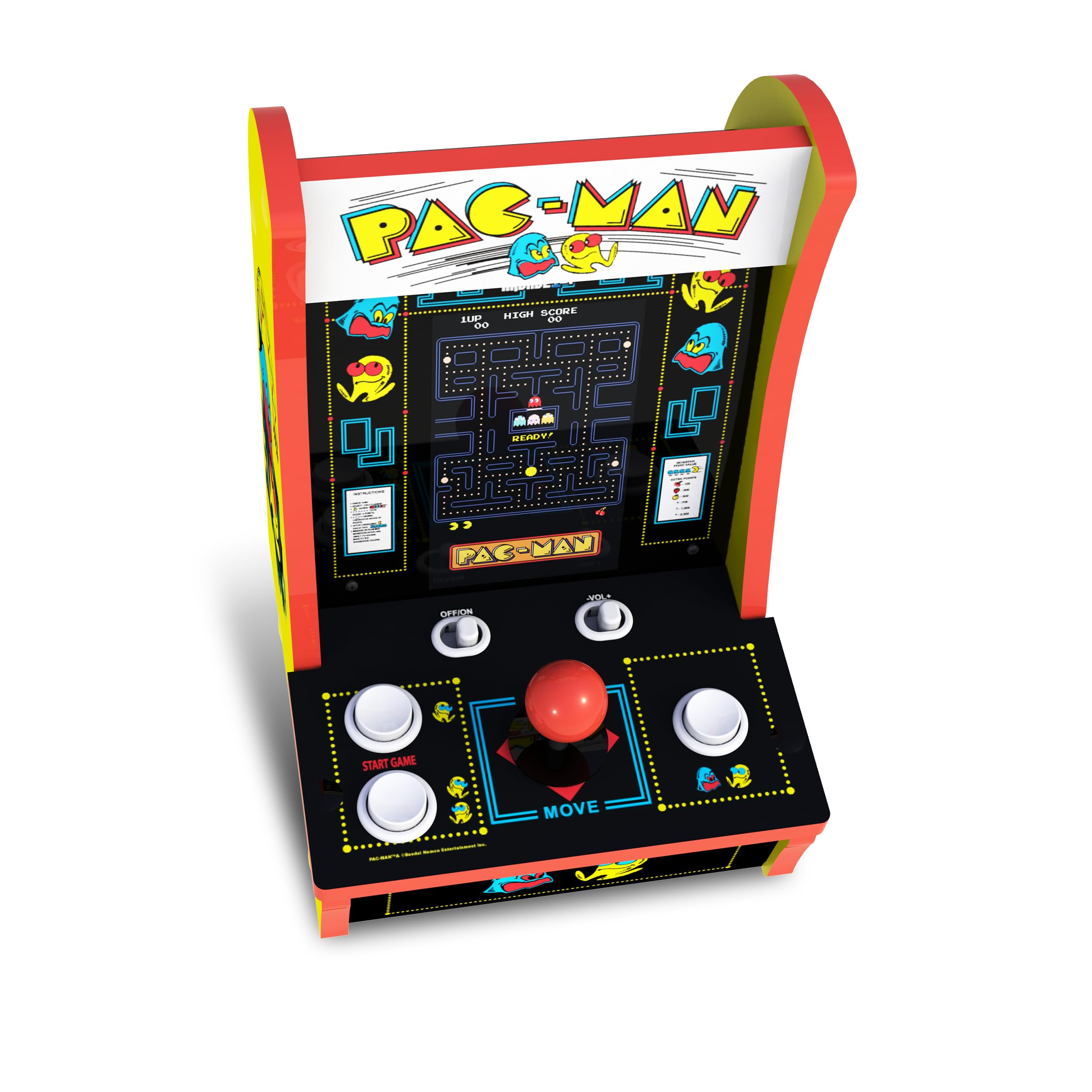 Arcade1Up PAC-Man Countercade – 3 Classic Games, Retro Game Console for Home, Portable Console with 7-inch Screen, Table-top Video Game for Game Room