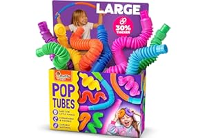 Nutty Toys Pop Tubes - Large 8-Pack Sensory Toys - Creative STEM Learning for Kids & Toddlers - Connect & Pop! Top ADHD Autis
