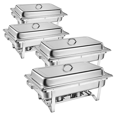 Zelsius Chafing Dish Profi Set Grenoble, 4X Edelstahl Warmhaltebehälter, 30-TLG Speisewärmer, Wärmebehälter, Rechaud, Chafing