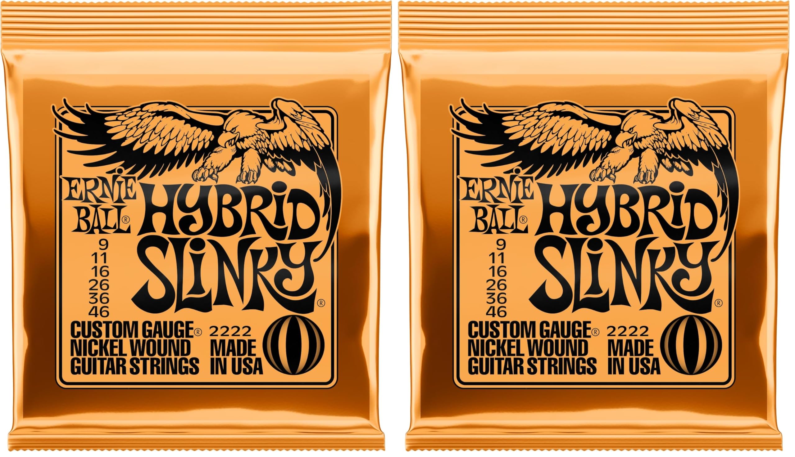 Ernie Ball Hybrid Slinky Nickel Wound Electric Guitar Strings - 9-46 Gauge (Pack of 2)
