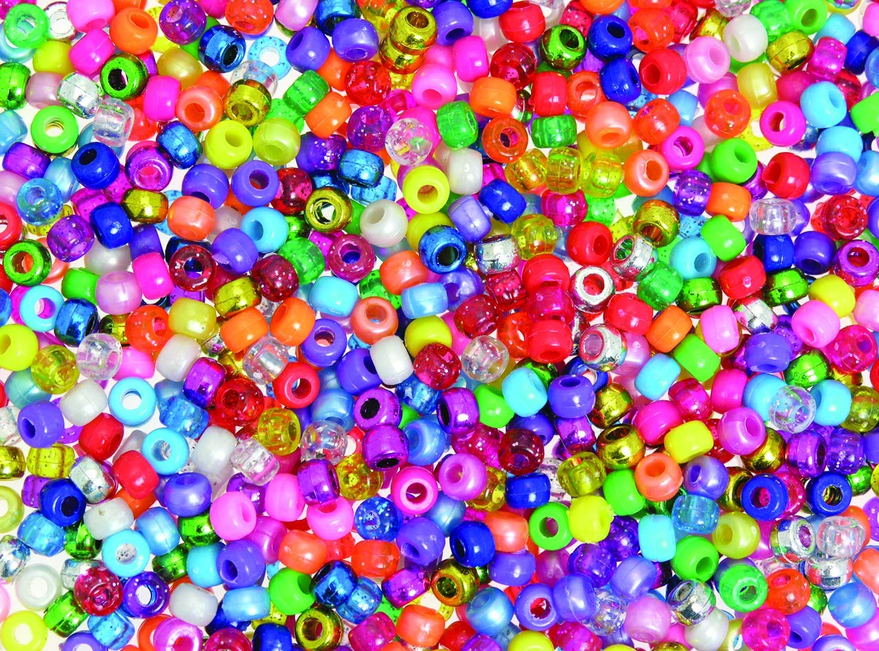 scola Pony Beads, 1,000 Pack, Assorted Colors, Metallic/Pearlised/Glitter/Bright, Jewellery Making, Craft, Ideal for Hobbyists and Professional Crafters, Adults and Kids