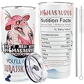 ONECES Best Mother Day Mom Gifts Funny Don't Mess with Mamasaurus You'll Get Jurasskicked Mug Tumbler 20 Oz