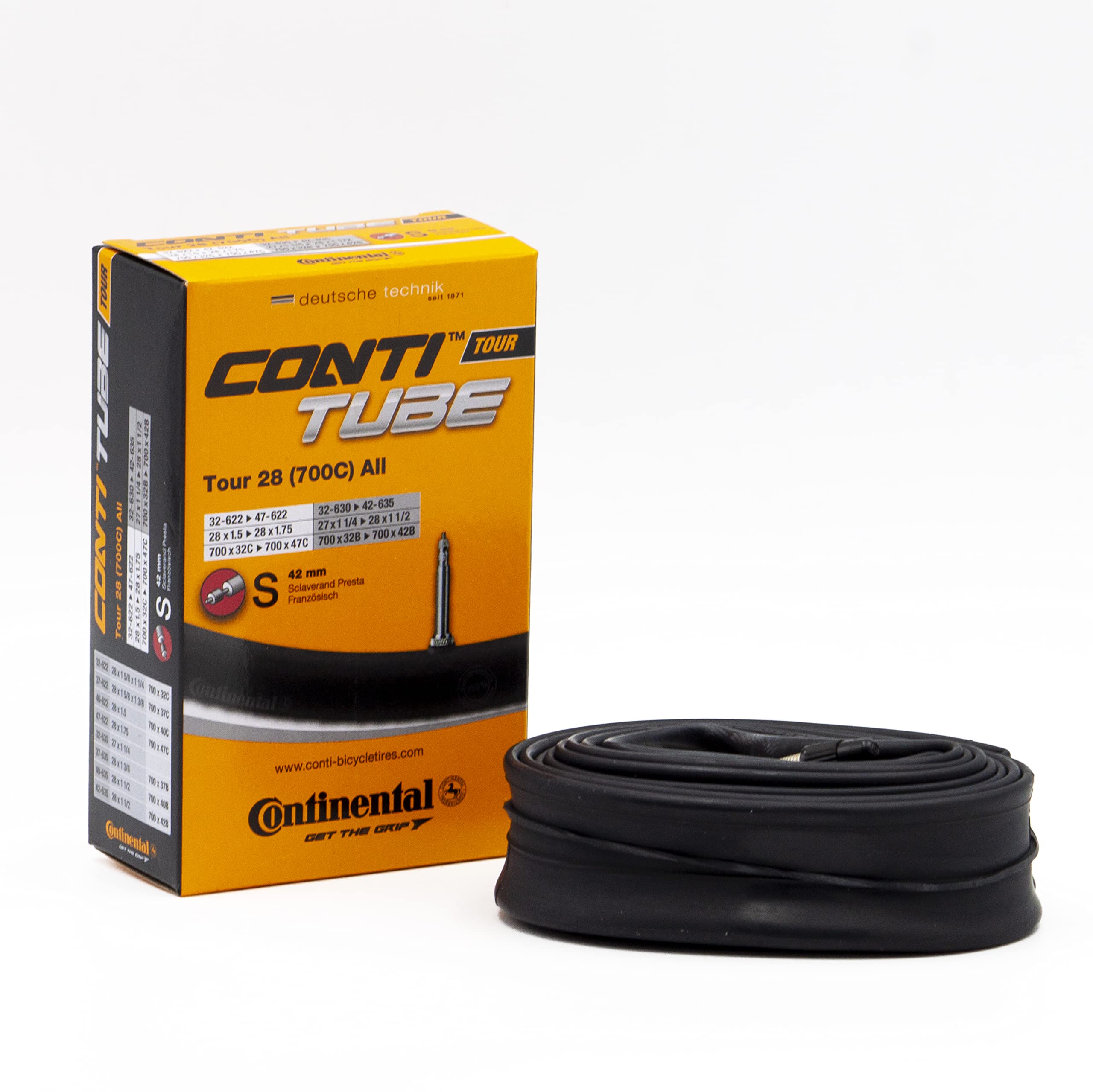 Continental Tour 28 All Bicycle Inner Tube, Black, 700cc 32-622/47-622, 182031, s42