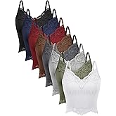 Geyoga 8 Pack Womens Y2k Crop Tops Fairy Grunge Clothes Lace Patchwork Tops V Neck Cami Ribbed Knitted Tank for Women
