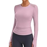 BMJL Women's Long Sleeve Crop Workout Shirts Slim Fit Breathable Mesh Gym Athletic Running Hiking Tops