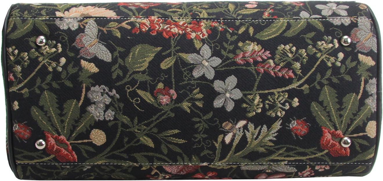 Signare Tapestry Women Travel Duffel Weekender Hand Luggage Overnight Bag Garden Flower with Sunflower Poppy Butterfly Dragonfly in Black (TRAV-MGDBK)(Size: L) - Image 5