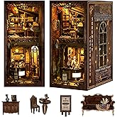ATAEFR DIY Miniature Coffee House Book Nook Kit,Christmas Crafts, 3D Wooden Bookshelf Puzzle with LED Light, Dustproof Decor 