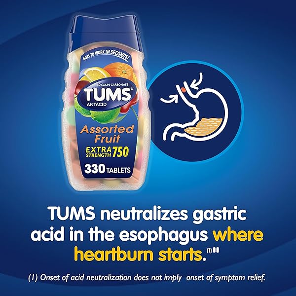 TUMS CHEWABLE ANTACID TABLETS FOR EXTRA STRENGTH HEARTBURN RELIEF, ASSORTED FRUIT FLAVORS – 330 COUNT