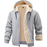 Gihuo Mens Sherpa Hoodies Zip Up Fleece Lined Sweatshirt Hooded Winter Warm Jacket