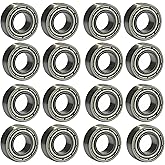 20 PCS R188ZZ Deep Groove Ball Bearings - 1/4 Inch x 1/2 Inch x 3/16 Inch - Both Sides Metal Shielded Chrome Steel Bearings for Small Mechanical Equipment (R188-ZZ)
