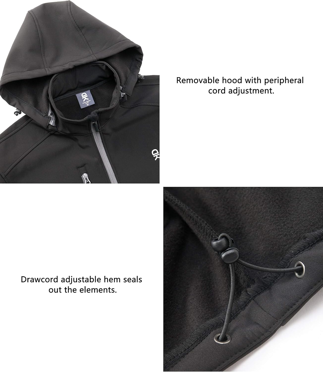Little Donkey Andy Women’s Softshell Jacket with Removable Hood, Fleece Lined and Water Repellent: Sports & Outdoors