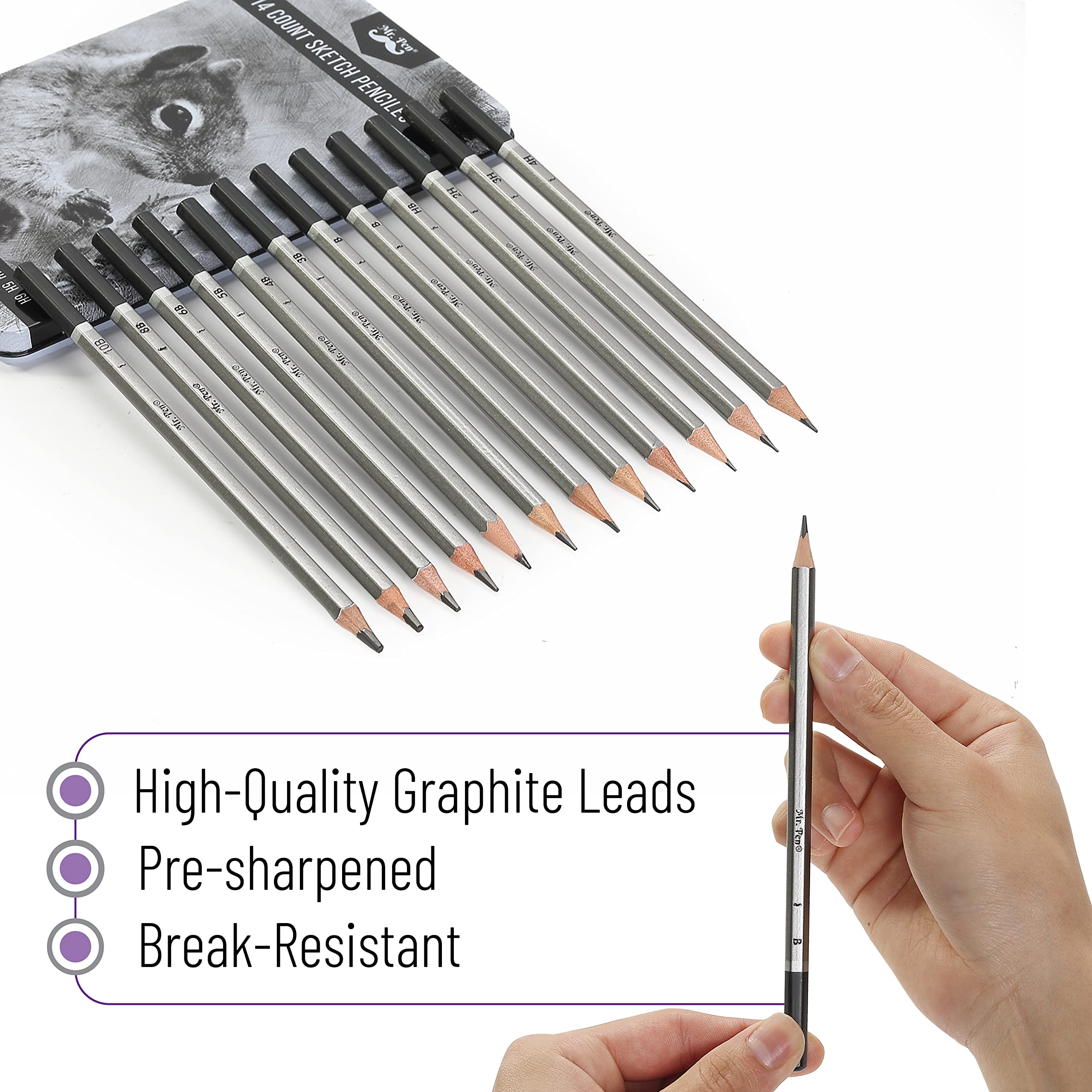 Mr. Pen- Sketch Pencils for Drawing, 14 Pack, Graphite Pencils for Drawing Pencils, Back to School Supplies