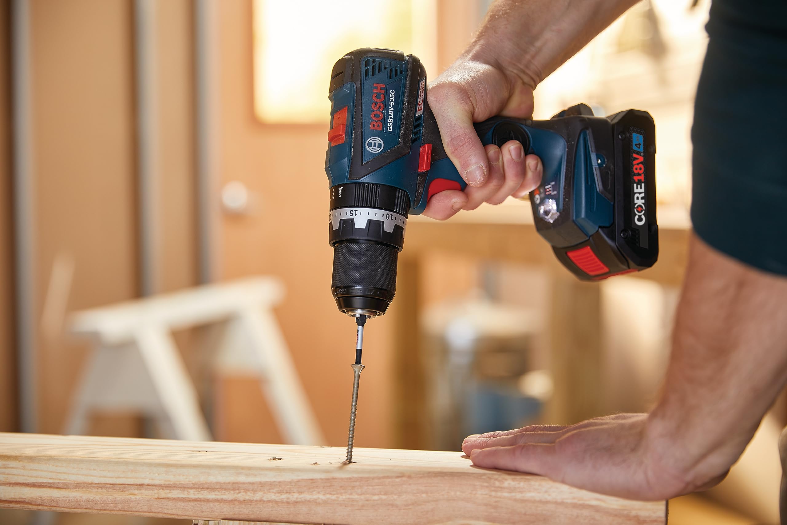 BOSCH GSB18V-535CB15 18V EC Brushless Connected-Ready 1/2 In. Hammer Drill/Driver with (1) CORE18V 4 Ah Advanced Power Battery