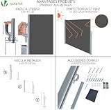 VOUNOT Side Awning Retractable 180 x 300 cm Grey Garden Privacy Screen view 3