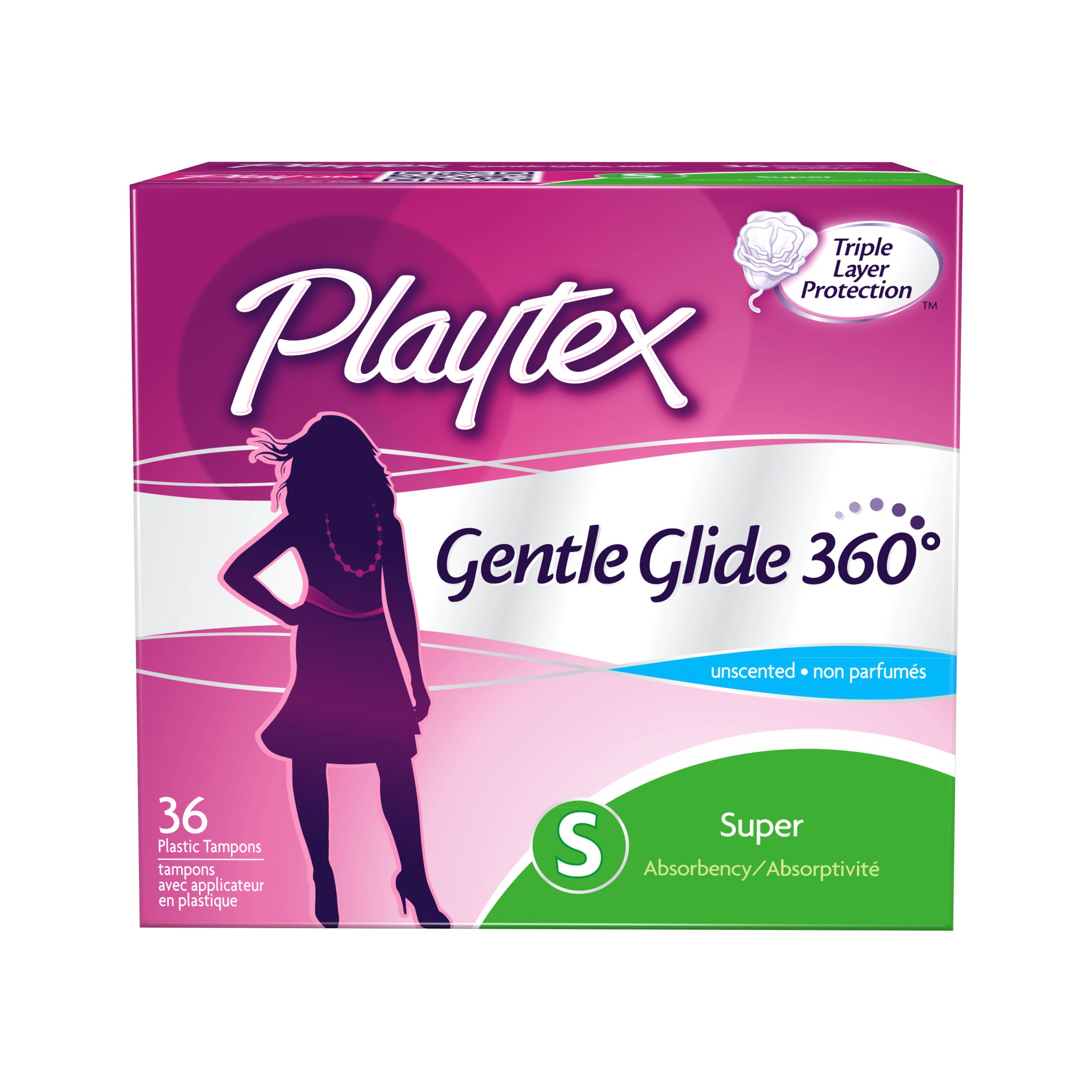 Playtex Gentle Glide Tampons with Unscented Super Absorbency, 36 Count