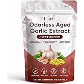 Elare Aged Garlic Extract - 300 Aged Odorless Garlic Extract Softgels, Vitalisse AJO Envejecido, 2-Year Matured, Heart &amp; Immune Antioxidant Supplements, Vegetarian, Non-GMO, All-Natural, Gluten-Free