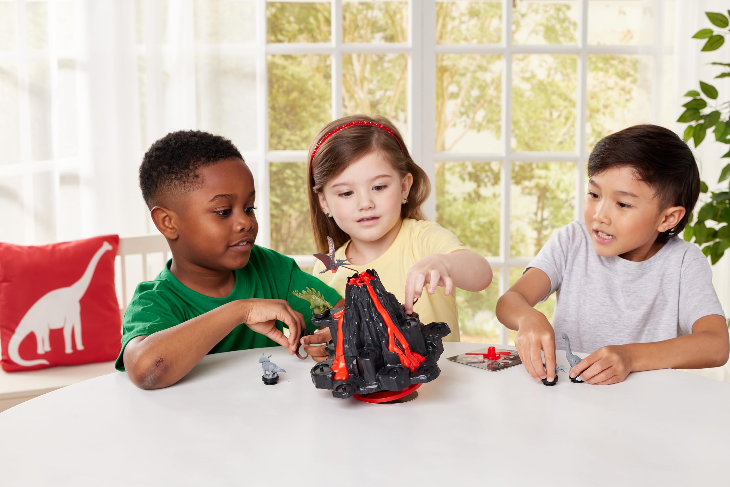 EPOCH Games Jurassic World Shaky Volcano - Action-Packed Tabletop Dinosaur Game for Ages 5+
