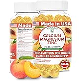 Lunakai USA Manufactured Calcium Magnesium Zinc Gummies with Vitamin D3 & K2 – Delicious 5-in-1 Supplement for Daily Bone, Muscle & Immune Support for Women, Men & Kids, 60ct