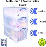 Really Useful Box 84 Litre Clear Storage Box Stackable Secure Handles view 5