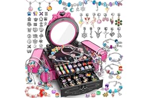 Hollyhi Charm Bracelet Making Kit, DIY Girls Jewelry Making Kit with Storage Box, Bracelet Making Kit for Girls, Bracelets Kit Toys for 3 4 5 6 7 8 9 10 11 12 Year Old Girl Birthday Christmas Gifts