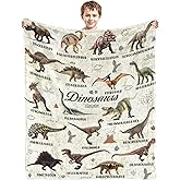 HEIFAM Dinosaur Blanket for Boys, Dinosaur Gifts for Son Grandson Nephew, Dinosaurs Birthday Decorations, Personalized Dinosaurs Alphabet Blanket, Thanksgiving Gifts, 50"X60"