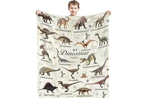 HEIFAM Dinosaur Blanket for Boys, Dinosaur Gifts for Son Grandson Nephew, Dinosaurs Birthday Decorations, Personalized Dinosaurs Alphabet Blanket, Thanksgiving Gifts, 40"X50"