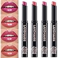 Jolilab 4Pcs Sparkling Lipstick Lip Gloss Long Lasting Waterproof Moisturizer Lip Balm Glitter Shimmer Metallic Lipstick, Diamond Shiny Bold Glow Goth Lipstick for Women Girls,Non-sticky(03+04+09+10