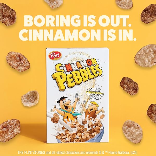 POST CINNAMON PEBBLES BREAKFAST CEREAL FOR KIDS, GLUTEN FREE, MADE WITH SWEETENED PUFFED RICE, 11 OZ