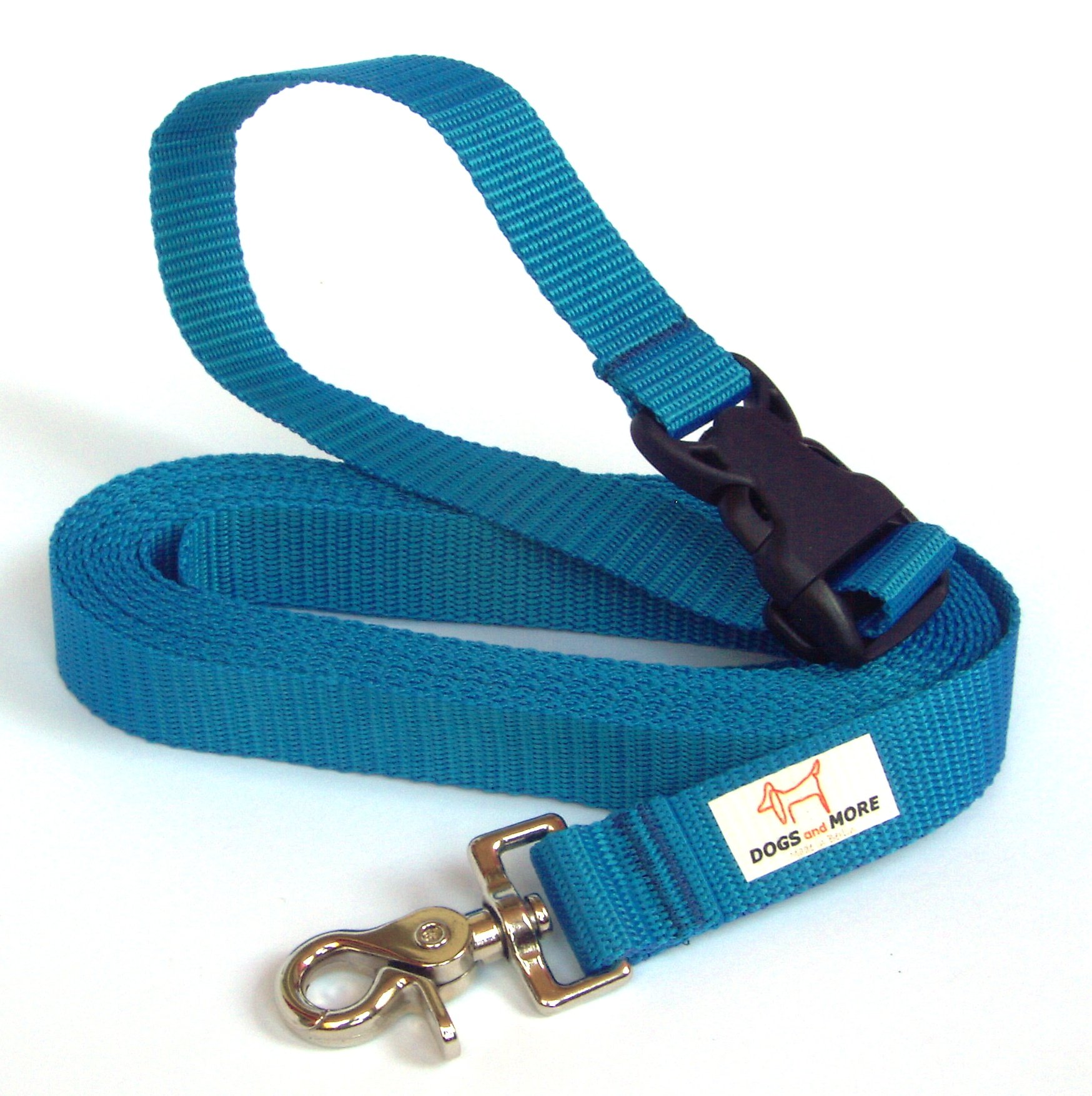 DOGS and MORE – EXTENDABLE Tracking / Training / Recall Leash with RELEASABLE wrist strap - 5 Meter / 16 feet (Blue, 25 mm wide)
