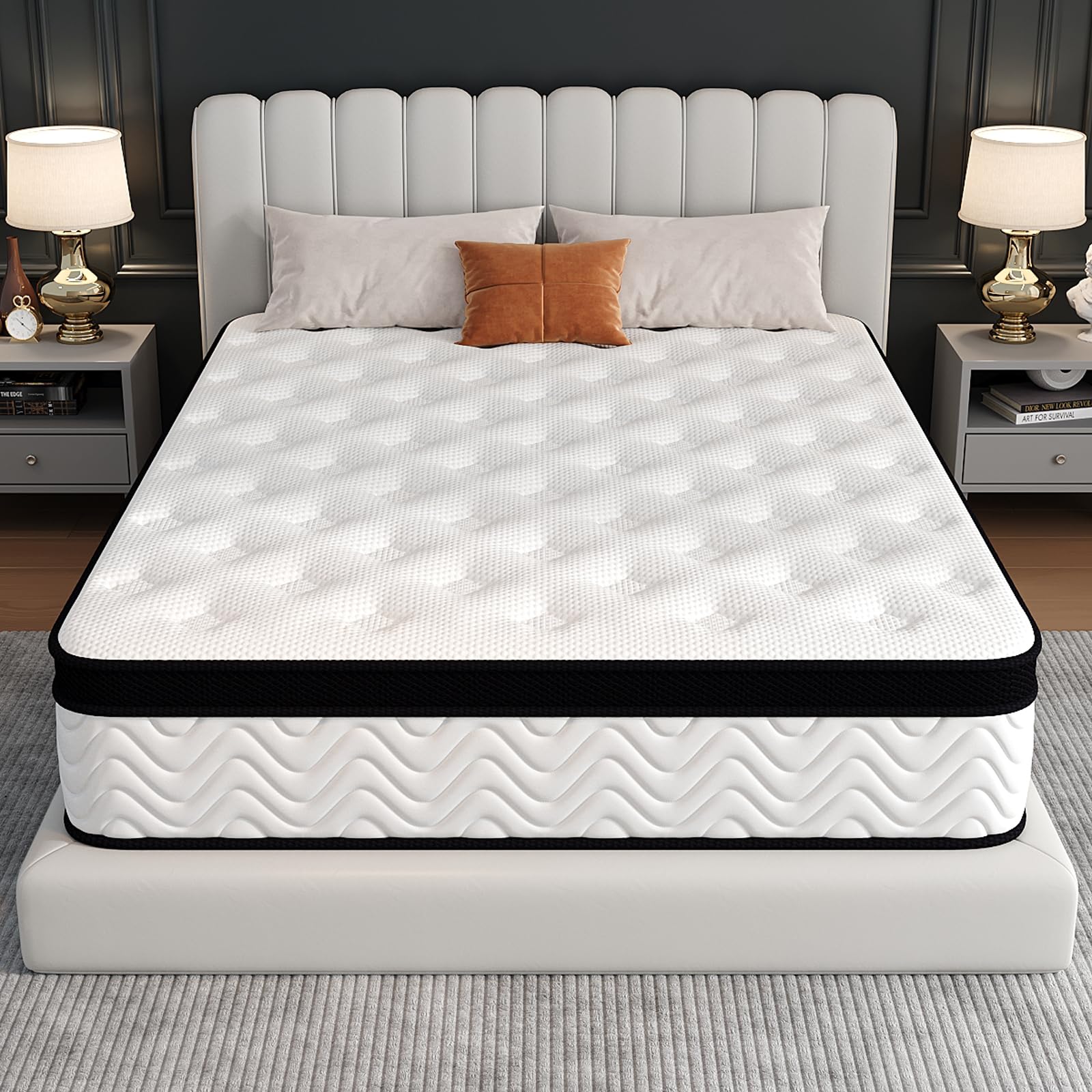 Susalt King Size Mattress, 12 Inch King Memory Foam Mattress in a Box, Hybrid mattresses with Independent Pocket Coils for Motion Isolation & Silent Sleep, Medium Firm, CertiPUR-US,100 Nights Trial