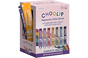 Choolip Squeeze Vita Stick Lickable Cat and Dog Treats – 49-Count Variety Pack – Real Meat Puree with Multivitamins for Total Pet Wellness – Grain-Free, High-Moisture, Vet-Formulated