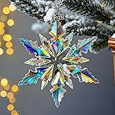 2025 Christmas Ornaments Crystal Snowflake Ornament for Christmas Tree Hanging Pendant Sun Catcher Home Decor (Colorful)
