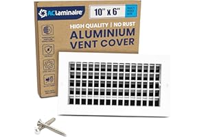 10" x 6" Duct Hole Aluminum Single Deflection Adjustable Air Supply Register, Decorative HVAC Vent Cover, Ceiling & Wall AC Deflector, Heating & Cooling Supply with Multi-Shutter Damper – ACLAMINAIRE