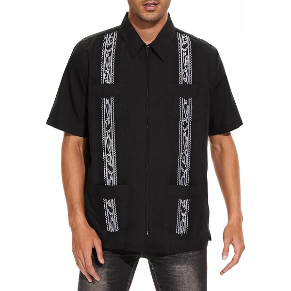 Amazon.com: Men's Guayabera Shirts Short Sleeve Casual Snap Shirts