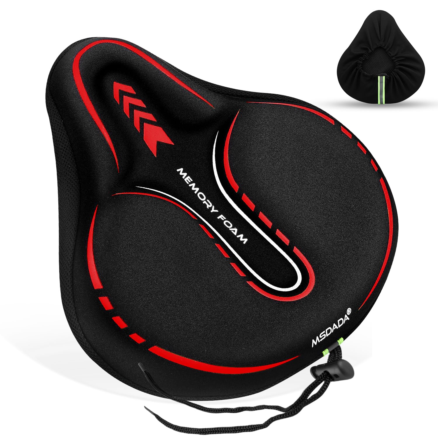 MSDADA New Large Gel Bike Seat Cover - Padded, Soft Cushion for Men & Women, Comfortable Cycling Accessory(Red)