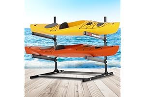 FitiRoker Kayak Storage Rack, Heavy Duty Freestanding Kayak Stand for 2/3 Kayaks, Adjustable Canoe and Paddleboard Holder for Indoor Outdoor Garage Storage, Assembly Required