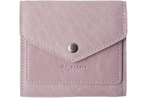 Borgasets Small Wallet for Women Genuine Leather RFID Blocking Card Holder Organizer Pocket Compact Bifold Ladies Mini Purse