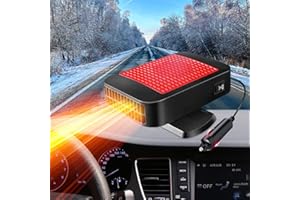 KINOWJI Portable Car Heater,12V 200W Fast Heating Defroster 2 in 1 Automobile Windshield Fast Heaters Car Heater That Plugs into Cigarette Lighter for Car, SUV, Trucks (Red Black)