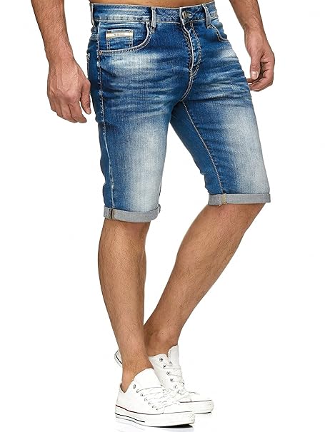 Red Bridge Herren Jeans Shorts Kurze Hose Denim Bermuda Stretch Capri Basic Blau Grau oder Weiß